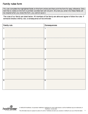 Family Rules Form