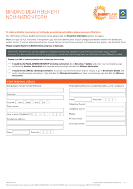 Binding Death Benefit Nomination Form