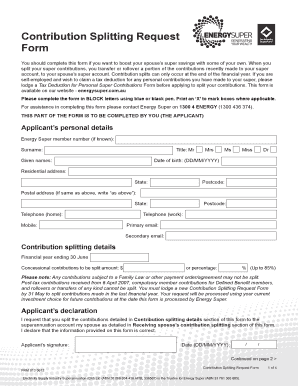 Contribution Splitting Request Form