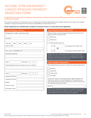 Income Stream Pension Payment Variation Form