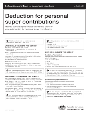 Notice of Intent to Claim or Vary a Deduction for Personal Super Contributions
