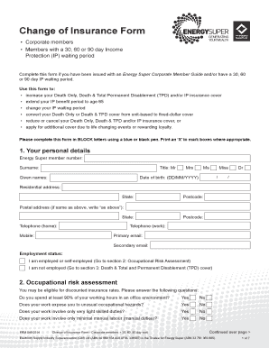 Change of Insurance Form