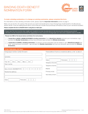 Binding Death Benefit Nomination Form