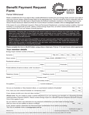 Benefit Payment Request Form Partial Withdrawal