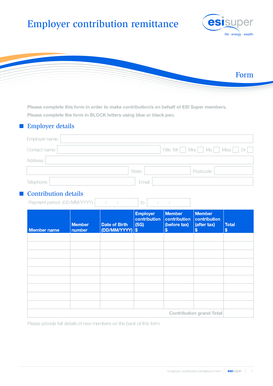 Employer Contribution Remittance Form
