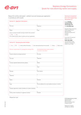 Business Energy Connections Quote Form