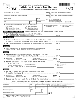 North Dakota Individual Income Tax Return 2014