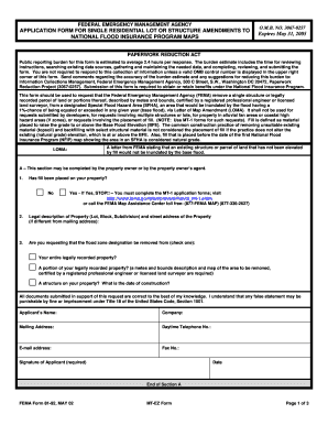 FEMA Single Residential Lot or Structure Amendment Form