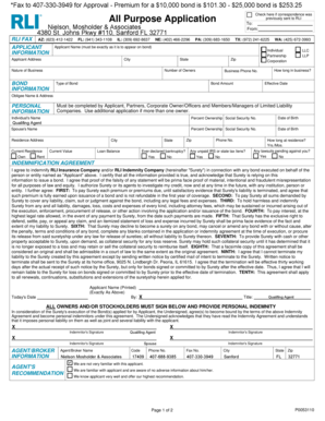 All Purpose Application for Surety Bond