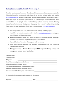 Battery Safety Agreement Form