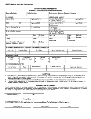 Livestock Risk Protection Specific Coverage Endorsement