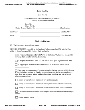 Notice to Disclose Financial Information