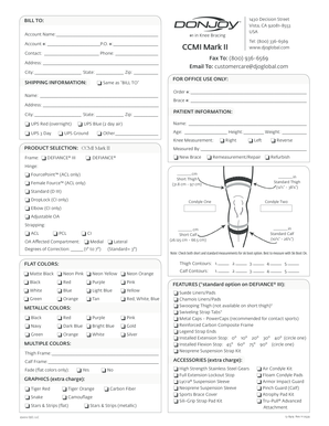Knee Brace Order Form