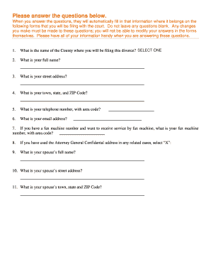 Indiana Divorce Petition Form