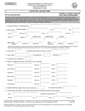 Illinois Water Well Sealing Form