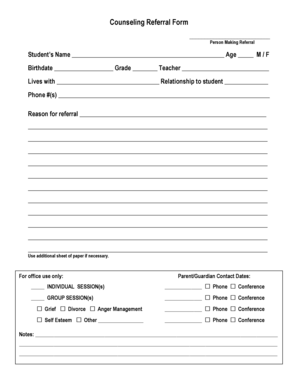 Counseling Referral Form