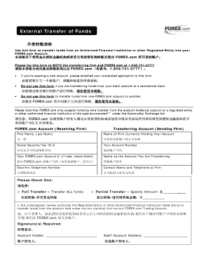 FOREX.com External Funds Transfer Form