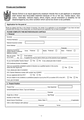 Teacher Job Application Form
