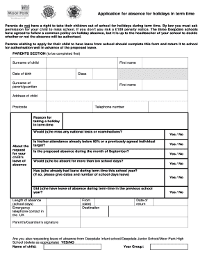 Holiday Absence Request Form