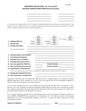 New Jersey Material Damage Assessment Form