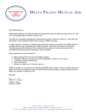 Delta Pilots Mutual Aid Group Term Life Insurance Application