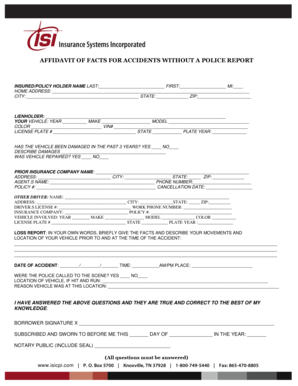 Affidavit of Facts for Accidents Without a Police Report