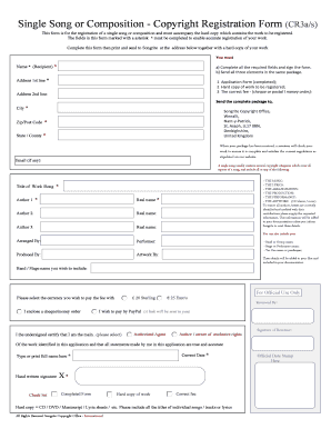 Single Song Copyright Registration Form