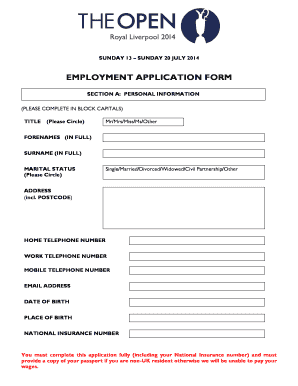 Employment Application Form