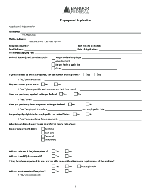 Bangor Federal Employment Application