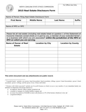 North Carolina Real Estate Disclosure Form