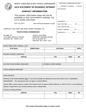 North Carolina Statement of Economic Interest