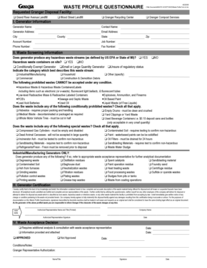 Waste Profile Questionnaire