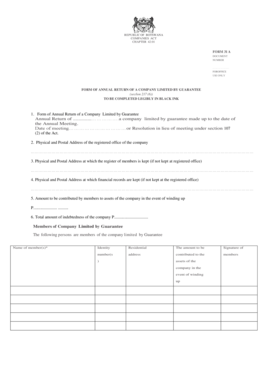 Botswana Annual Return Form for Companies Limited by Guarantee