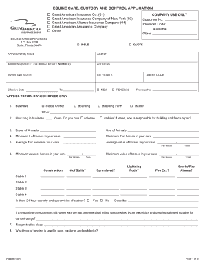 Equine Care Custody and Control Application