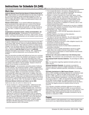fillable online ftb ca 2005 instructions for schedule ca 540 form ca 540 instructions