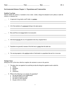 Environmental Science Chapter 1 Quiz