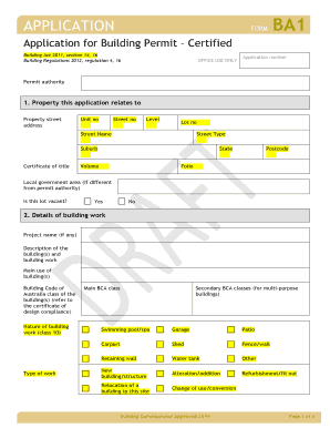 Building Permit Application Form BA1