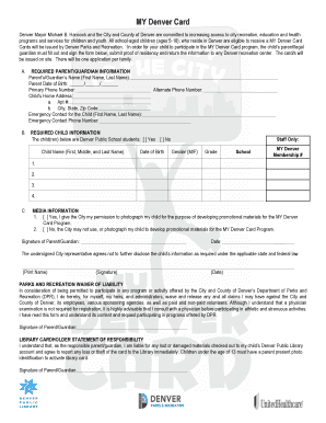 MY Denver Card Application Form