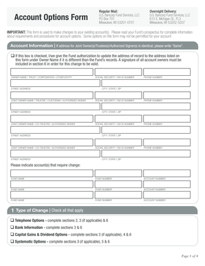 Account Options Form
