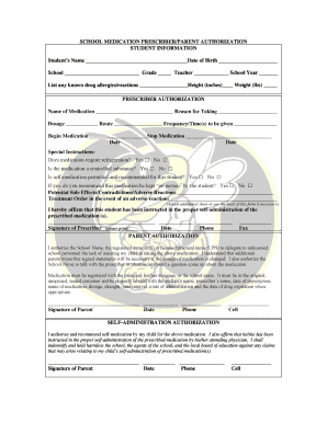School Medication Prescriber Parent Authorization