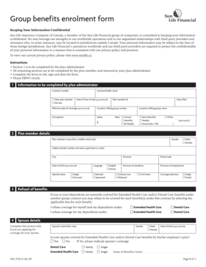 Sun Life Group Benefits Enrolment Form
