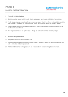 Exhibitor Badge Information Form
