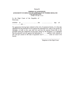 Judgment in Default of Appearance
