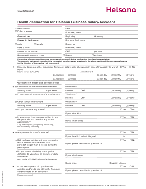Helsana Health Declaration Form