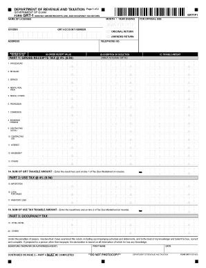 Guam Monthly Gross Receipts, Use, and Occupancy Tax Return