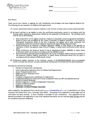 Thank you for your interest in applying for staff membership and privileges with Guam Regional Medical City