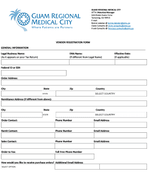 Vendor Registration Form Download - Guam Regional Medical City