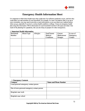 Emergency Health Information Sheet
