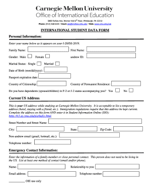 International Student Data Form