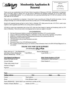 ATVAM Membership Application & Renewal Form